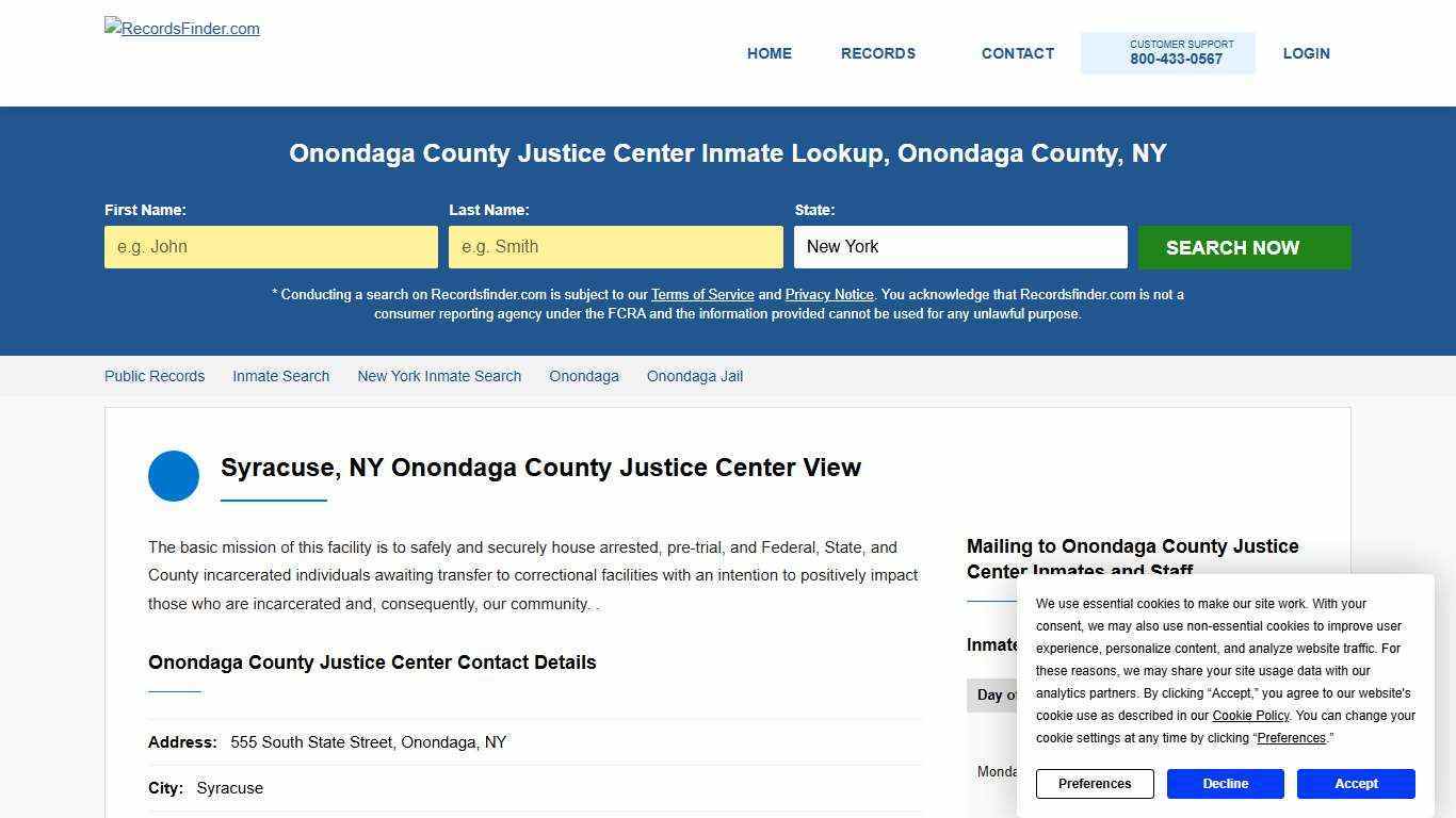 Onondaga County Justice Center Jail Roster & Inmate Lookup